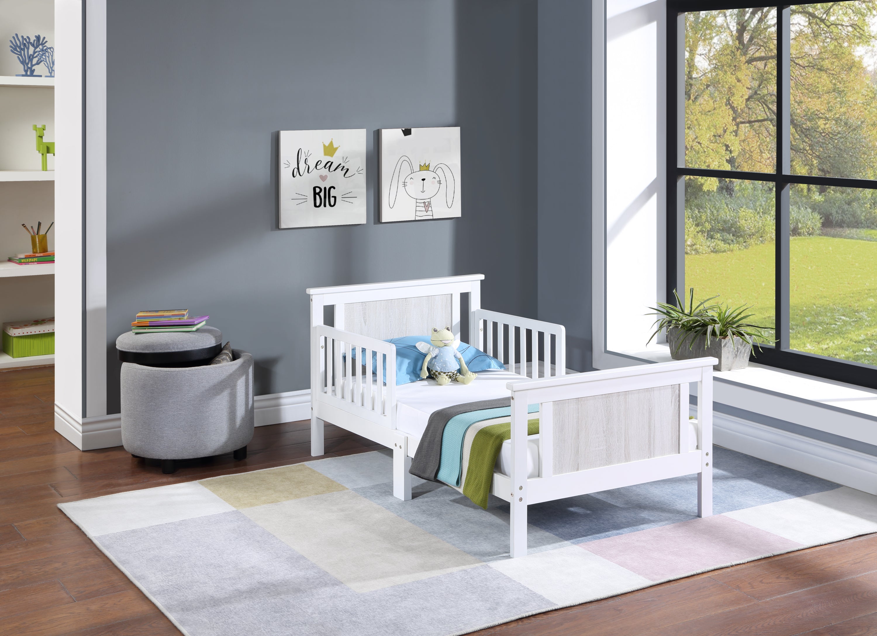 Connelly Reversible Panel Toddler Bed White/Rockport Gray - Grand Goldman