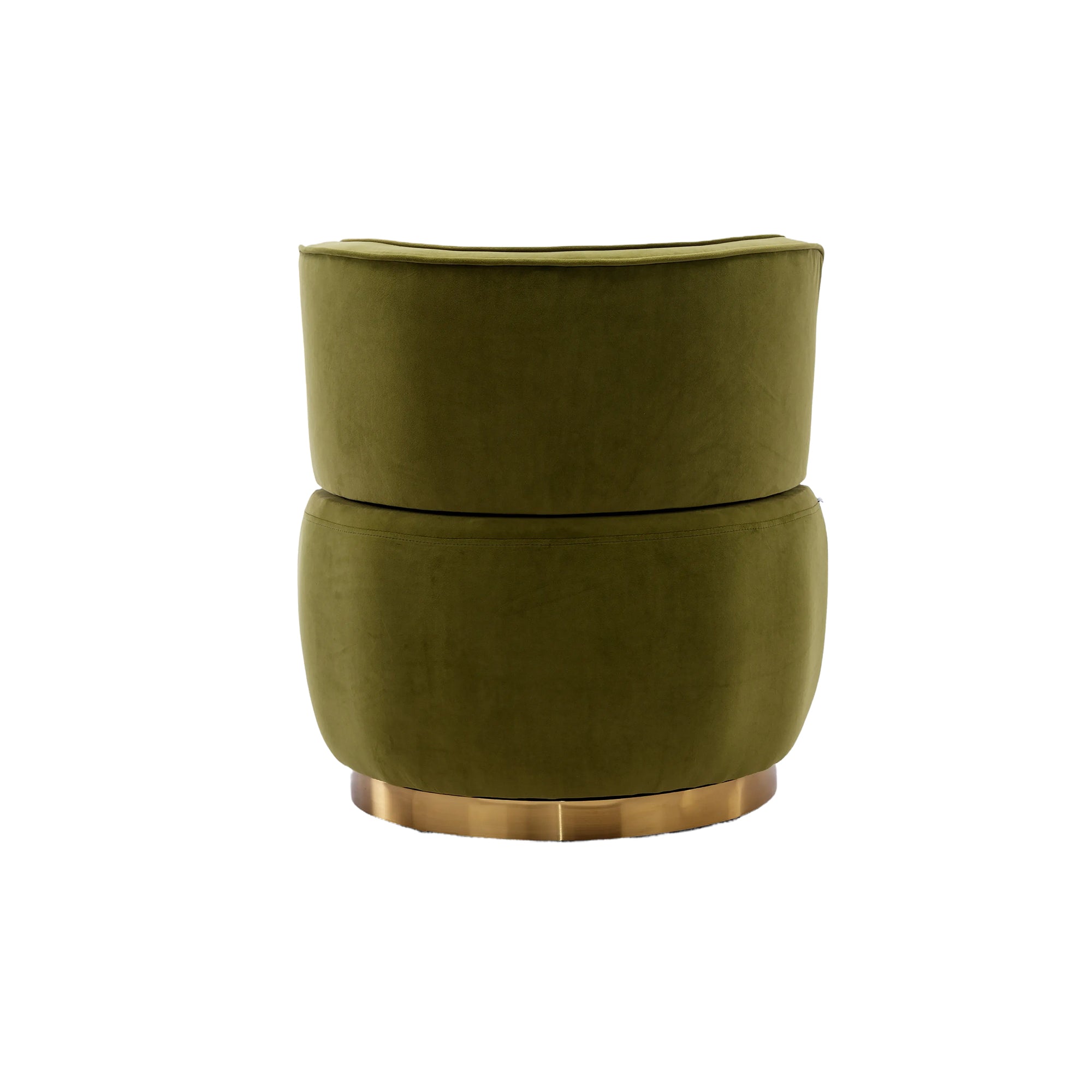 Swivel Barrel Chair, Round Armchairs with Wide Upholstered, Fluffy Velvet Fabric, Olive, 25.20'' x 25.59'' x 26.38'' - Grand Goldman Shop