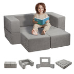 Kids Couch, 4Pcs Modular Kids Play Couch, Toddler Couch Sofa Bed, Kids Chair Seat Playroom Furniture, Child Sectional Sofa wi
