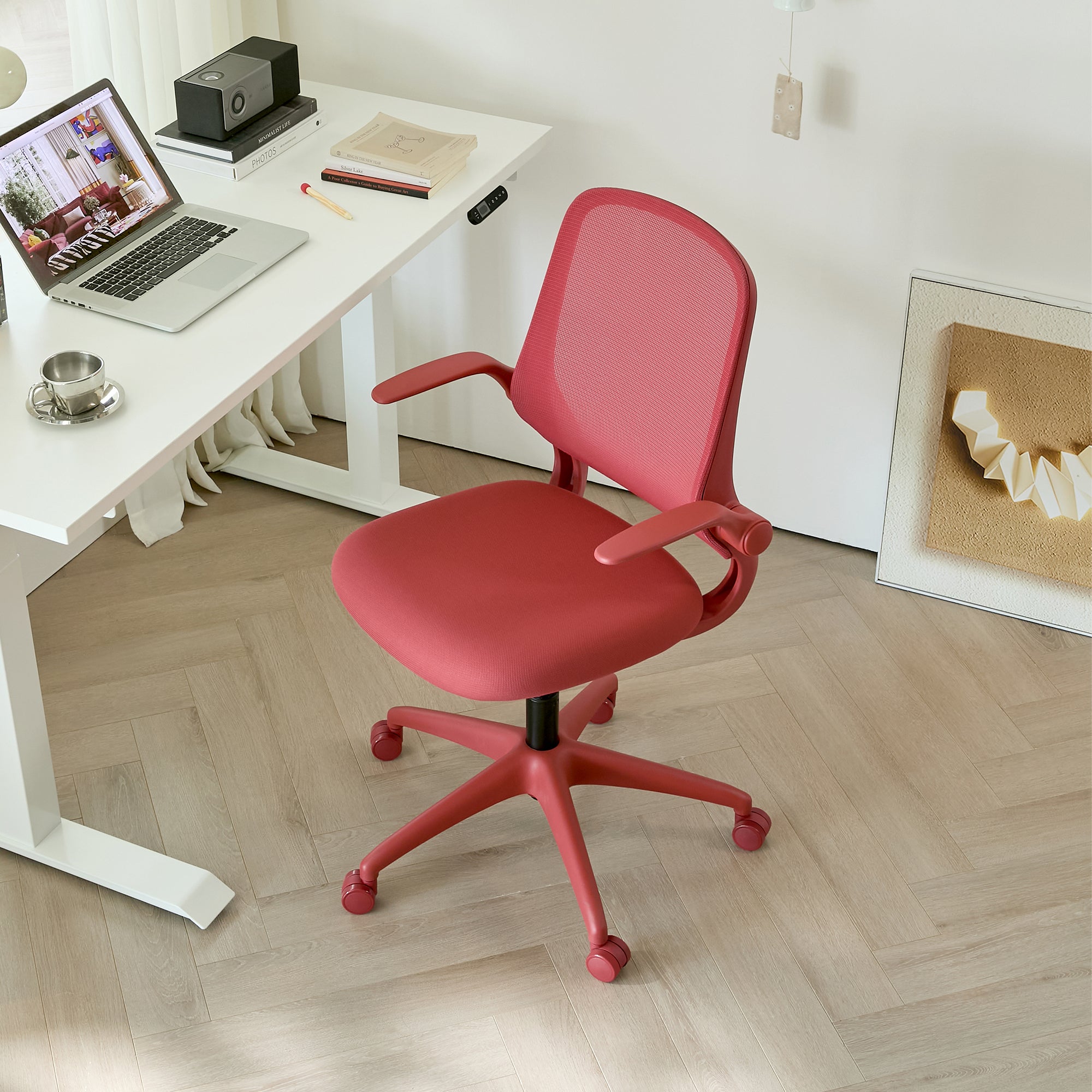 Ergonomic Color Office Chair 350LBS, Home Office, Mesh Back, Integrated Molded Foam, Comfortable Sitting, Flipping Armrest, F