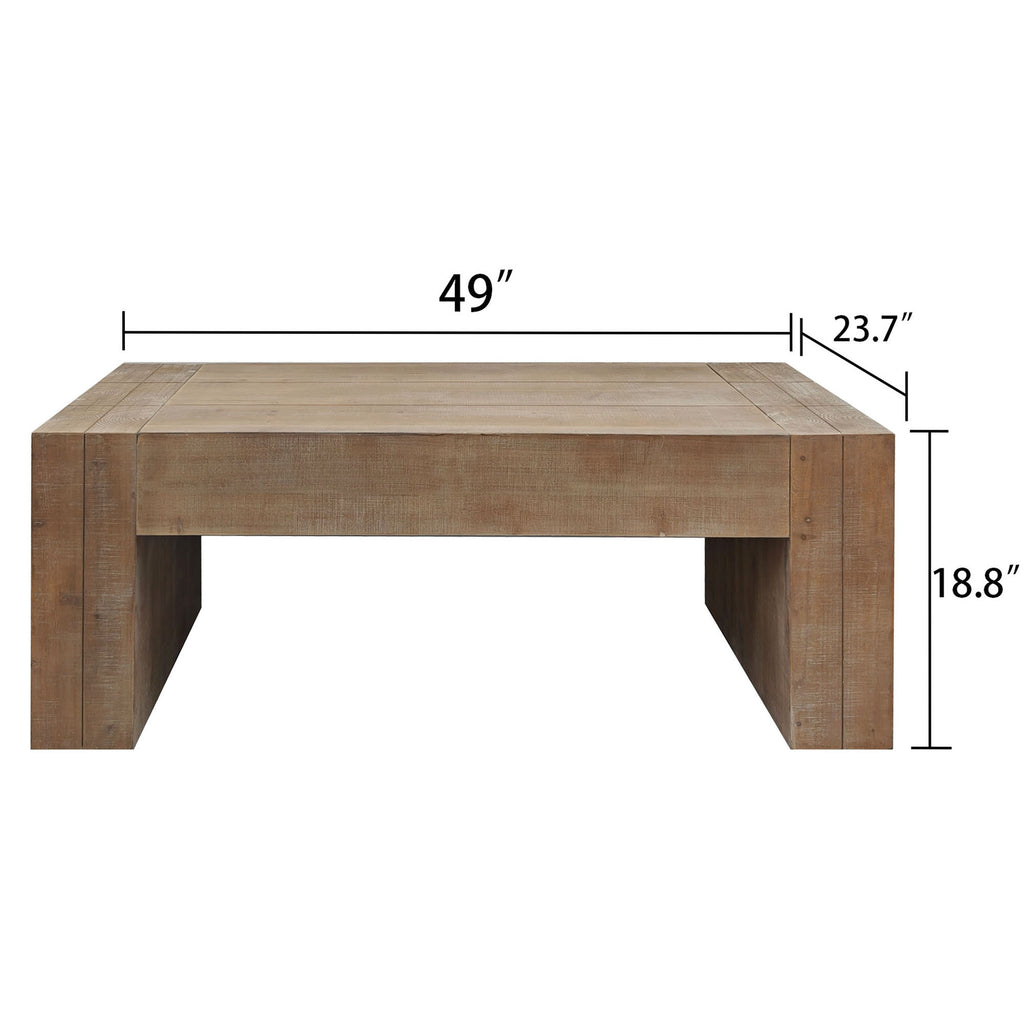 Rustic Wood Coffee Table, 49in Modern Farmhouse Rectangular Table for Living Room - Grand Goldman Shop