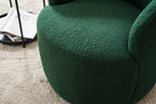 Teddy Fabric Swivel Accent Armchair Barrel Chair With Black Powder Coating Metal Ring,Dark Green - Grand Goldman Shop