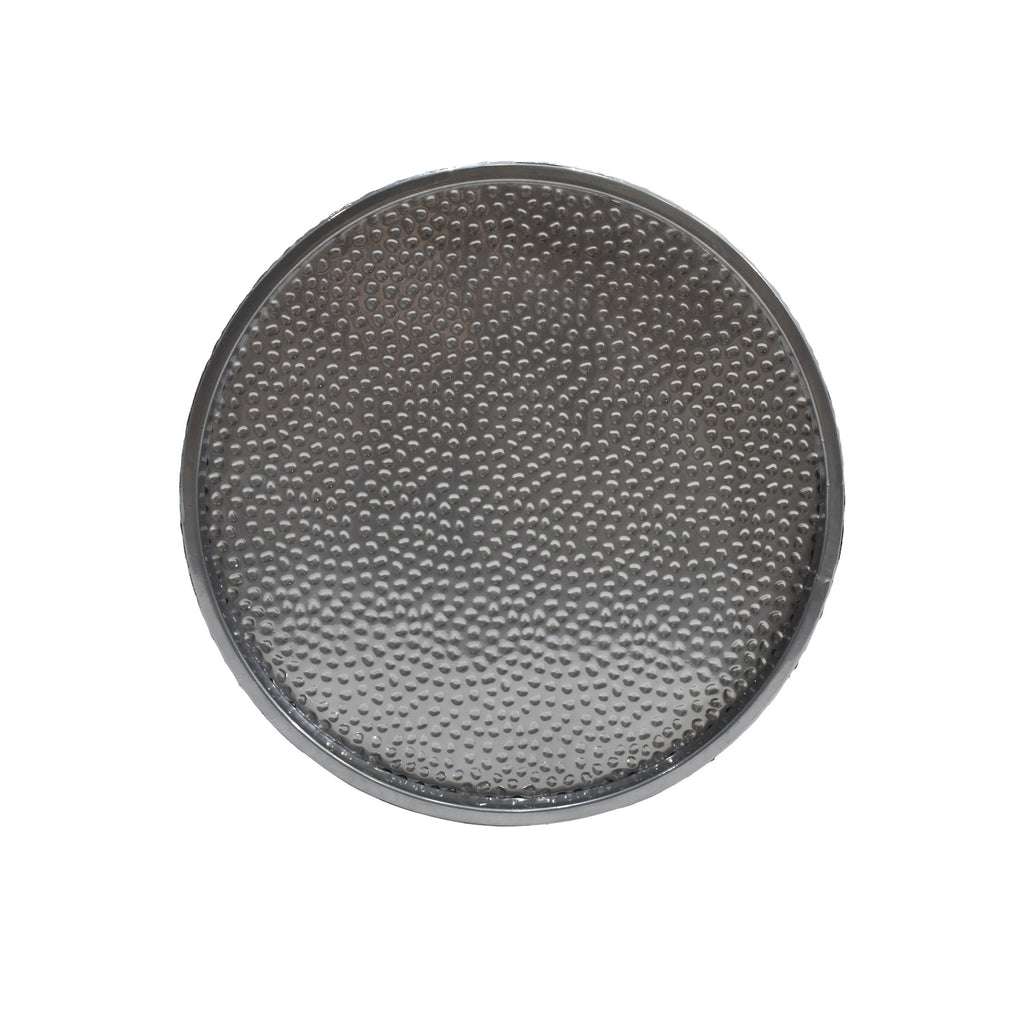 Modern Round Accent Table with Hammered Surface in Silver Iron Frame - Grand Goldman Shop