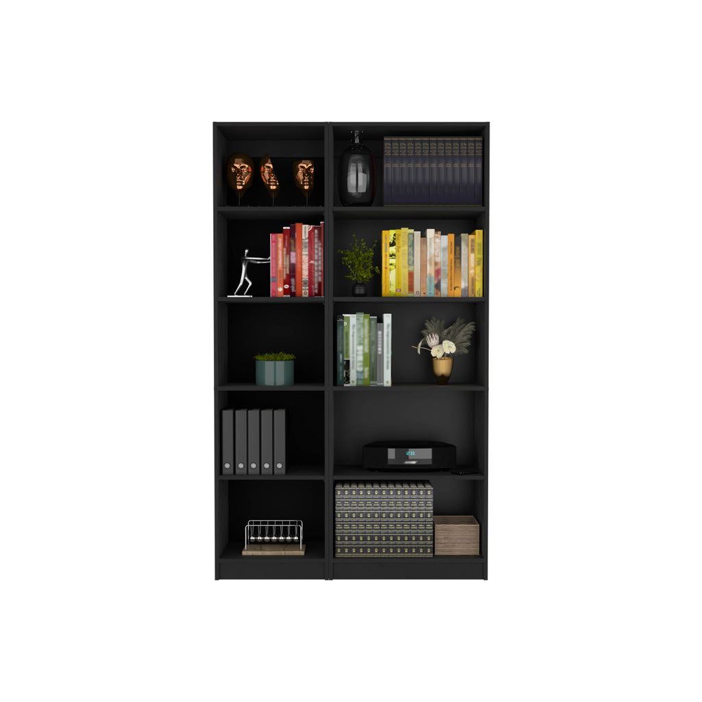 Kenyon 2 Piece Home Bookcase set, 42' Wide with 10 Shelves, Living Room Set Black | Premium Home Decor - Grand Goldman