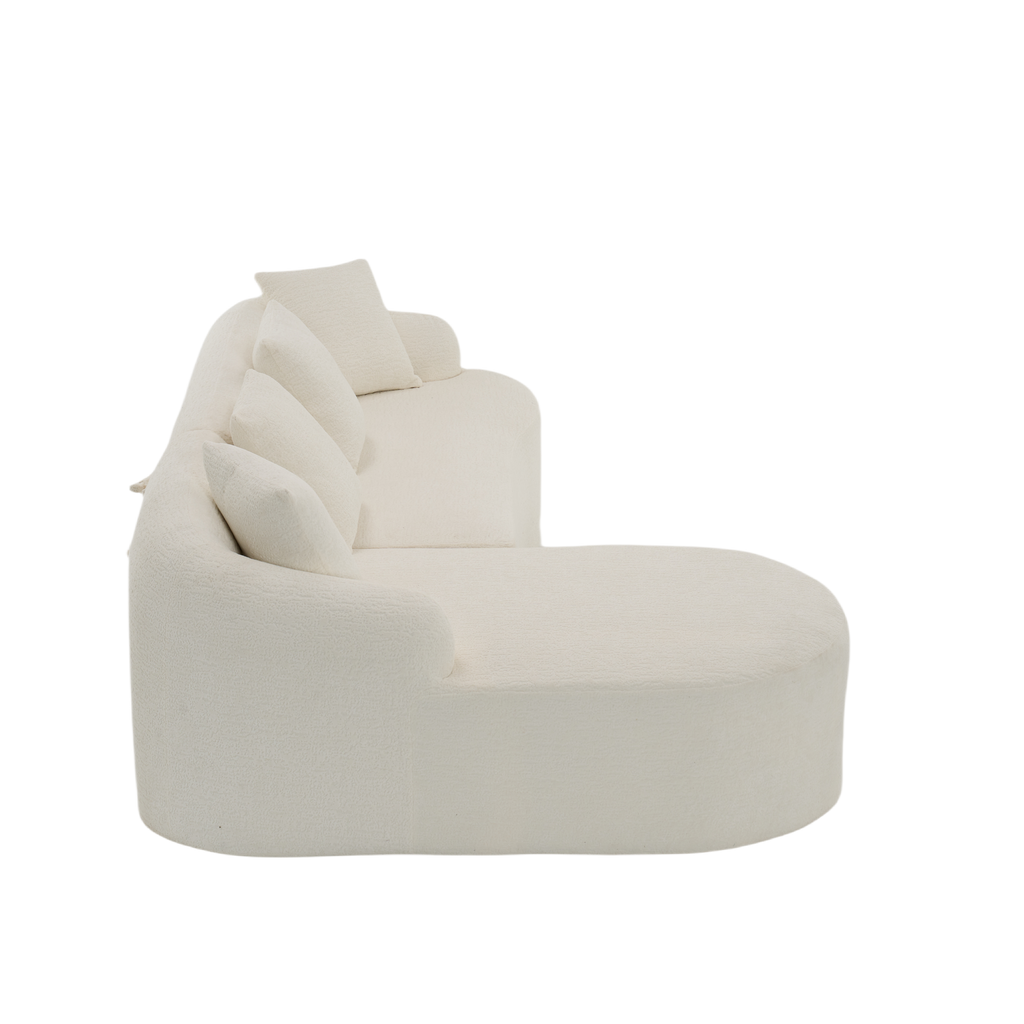 Boneless L-Shape Sectional Sofa with Curved Chaise,White Modular Chenille Compression Couch,30D High-Density Foam,Minimalist Modular Couches Sleeper for Living Room Bedroom Apartment Lounge. - Grand Goldman Shop