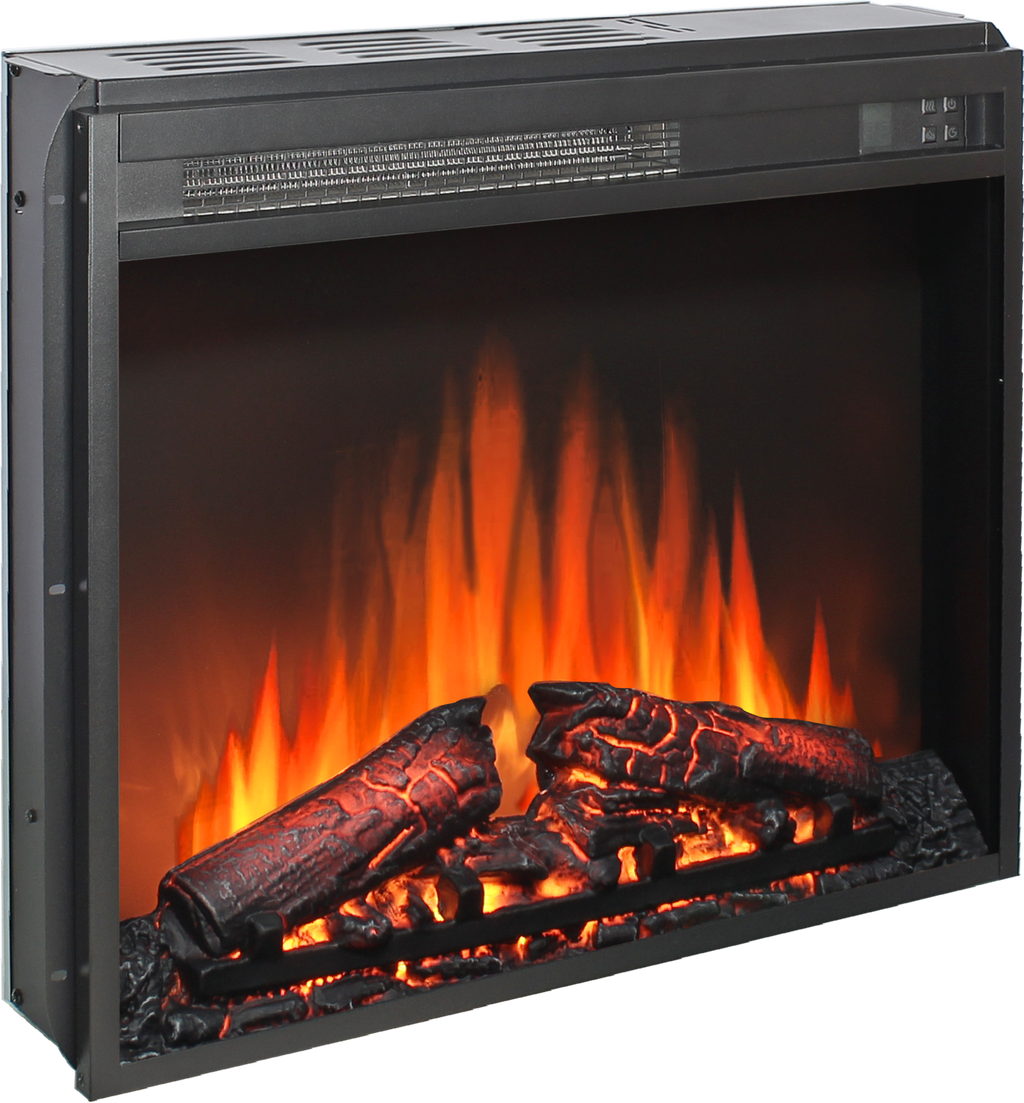 23 inch electric fireplace insert, ultra thin heater with log set & realistic flame, remote control with timer, overheating protection - Grand Goldman Shop