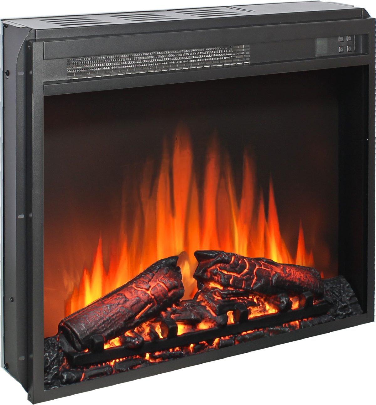 23 inch electric fireplace insert, ultra thin heater with log set & realistic flame, remote control with timer, overheating protection - Grand Goldman Shop