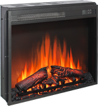23 inch electric fireplace insert, ultra thin heater with log set & realistic flame, remote control with timer, overheating protection - Grand Goldman Shop