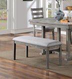 Gray Color Dining Bench Padded Seat 1pc Bench Kitchen Dining Room Wire-Brushed Finish - Grand Goldman Shop