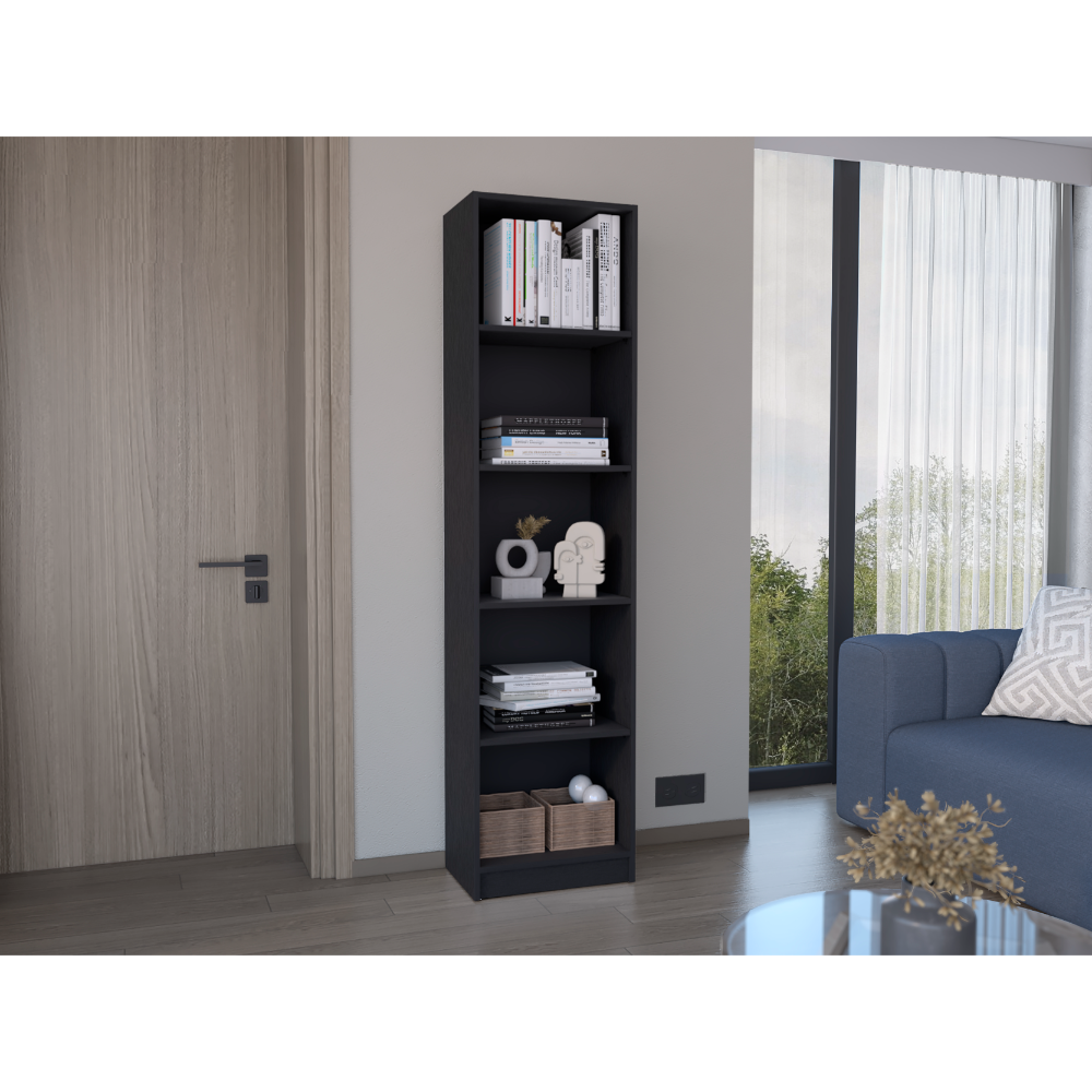 Home Xs Bookcase with 5-Tier Shelves and Slim Design -Black -Office - Grand Goldman
