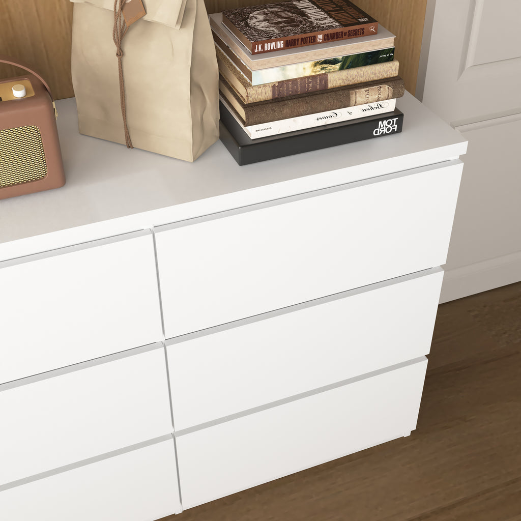 9 Drawer Dresser with No Handle Design, Modern White Matte Wood Dresser for Bedroom, Storage Chest of Drawers for Living Room, Hallway, Entryway - Grand Goldman Shop