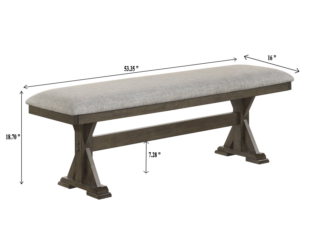 1pc Rustic Upholstered Dining Bench Rich Wood Finish Wooden Dining Room Furniture Brown - Grand Goldman Shop