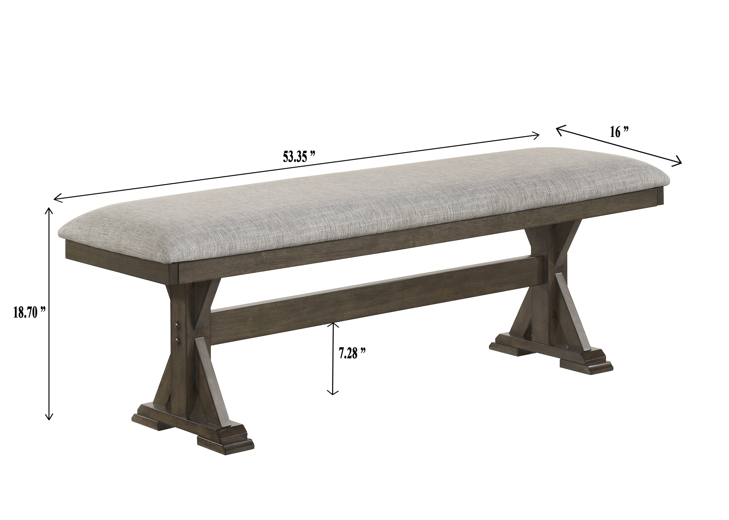 1pc Rustic Upholstered Dining Bench Rich Wood Finish Wooden Dining Room Furniture Brown - Grand Goldman Shop
