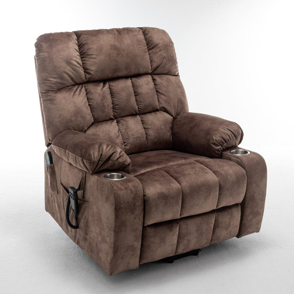 Lift Chair for Big and Tall Person with Inconvenient Legs: High Density Foam Lift Sofa with Heat and Massage, 2 Pockets, 2 Cup Holder, 2 Remote, 2 OKIN Motor - Grand Goldman Shop