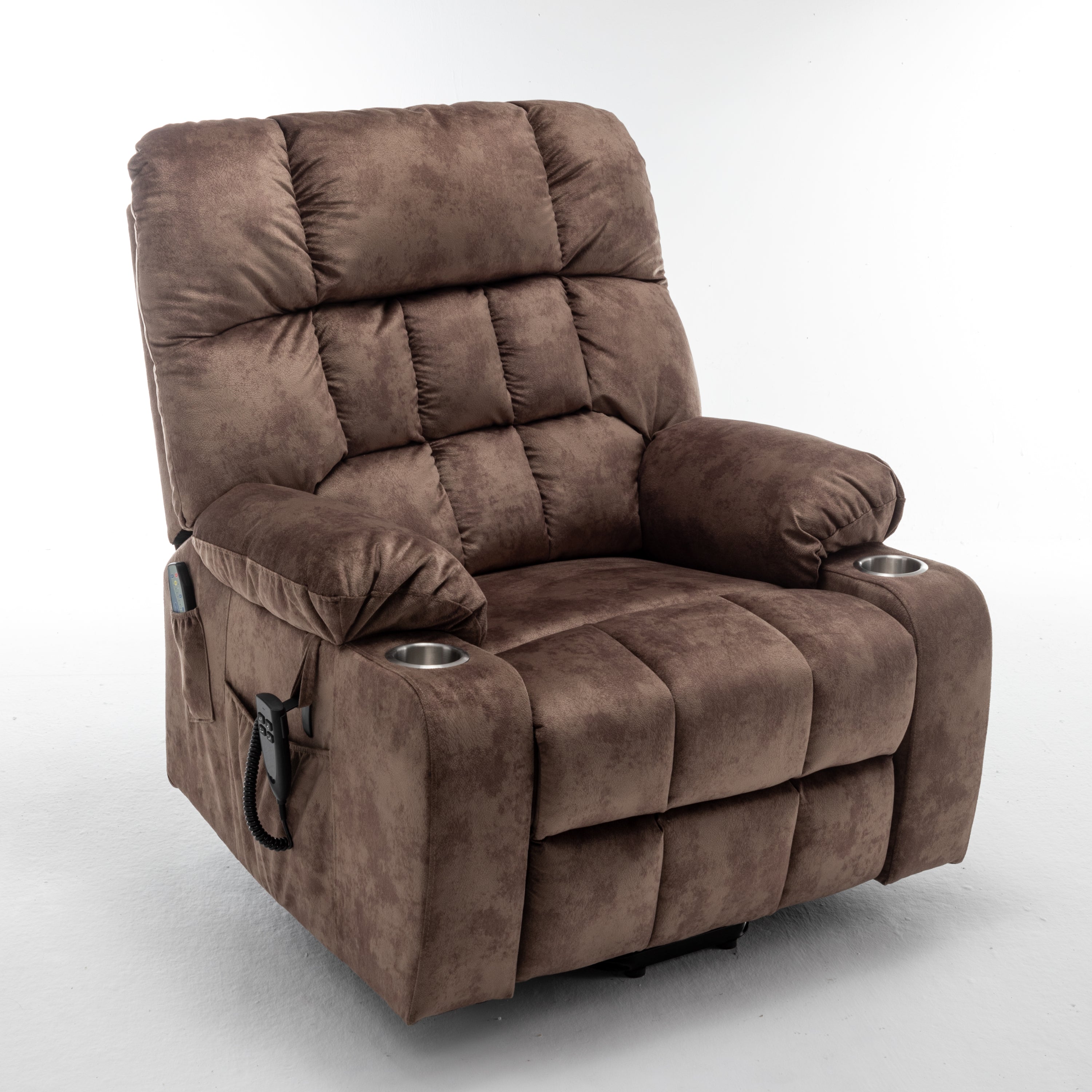 Lift Chair for Big and Tall Person with Inconvenient Legs: High Density Foam Lift Sofa with Heat and Massage, 2 Pockets, 2 Cup Holder, 2 Remote, 2 OKIN Motor - Grand Goldman Shop