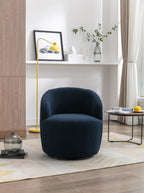 Teddy Fabric Swivel Accent Armchair Barrel Chair With Black Powder Coating Metal Ring,Dark Blue - Grand Goldman Shop