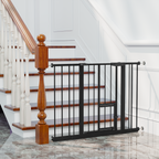 Baby Gate with Cat Door, 29.5-44.1' Metal Pet Door for Stairs & Doorways,Pressure Mounted,No Tools Needed, Black | Premium Ho