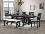 Cottage Style 1pc Upholstered Seat Wheat Charcoal Finish Bench Dining Room Bedroom Wooden Furniture Standard Height - Grand Goldman Shop