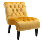 COOLMORE Modern Velvet Armless Accent Living Room Chair / Leisure Chair,Upholstered Fabric Button Comfortable Chair with Wooden Legs for Bedroom, Living Room, Office (Mustard Velvet) - Grand Goldman Shop