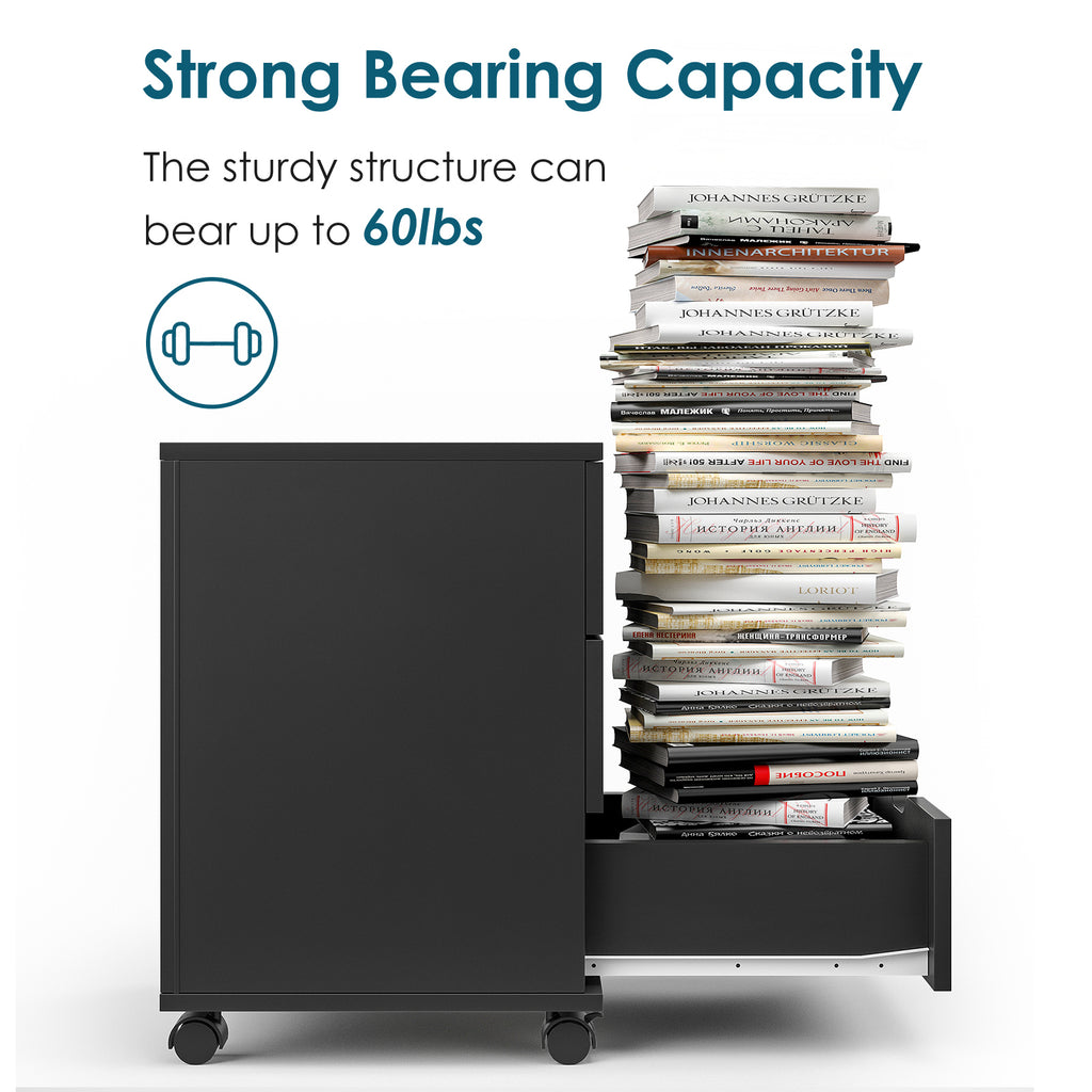 3-Drawer Vertical Filing Cabinet Rolling Wood Mobile File Cabinets Under Desk for Home Office with Casters(Non-Assembled) | P