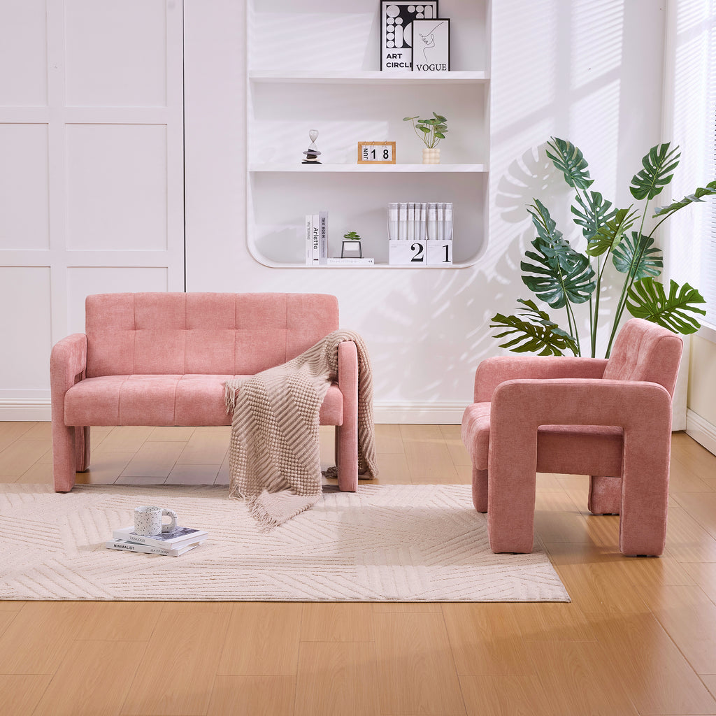 Nordic Modern Double Armchair Living Room & Bedroom Compact Upholstered Sofa Leisure Sofa Comfortable Seating with Dual Armrests Can be paired with a single chair - Grand Goldman Shop
