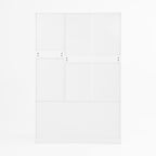 4 Doors Wardrobe Closet with Mirror, LED Wardrobe with Doors and 2 Drawers, Wooden Wardrobe Storage Cabinet with Hanging Rod, Adjustable Shelves, White - Grand Goldman Shop