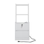 Nightstand with Charging Station, Smart Nightstand with Night Light, Modern Night Stand with Bookshelf, Bedside Tables with Storage Cabinet for Bedroom, White - Grand Goldman Shop
