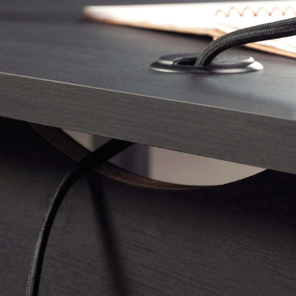 Traditional L-Shaped Desk with File Drawer, Black finish | Premium Home Decor - Grand Goldman
