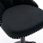 A&A Furniture,Swivel Velvet Barstools Adjusatble Seat Height from 25-33 Inch,17.7 inch base, Modern Upholstered Bar Stools with Backs Comfortable Tufted for Home Pub and Kitchen Island,Black,Set of 2 - Grand Goldman Shop