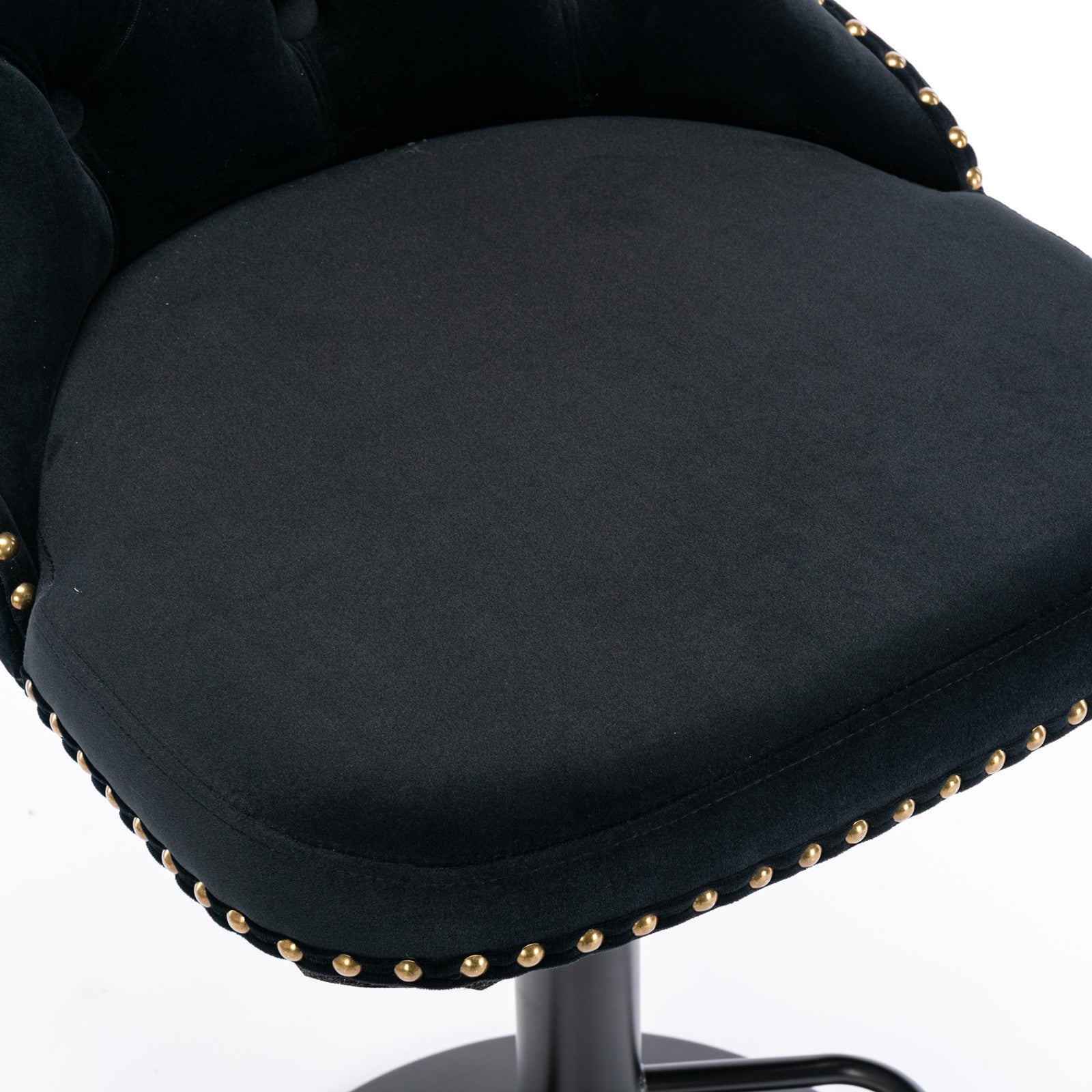 A&A Furniture,Swivel Velvet Barstools Adjusatble Seat Height from 25-33 Inch,17.7 inch base, Modern Upholstered Bar Stools with Backs Comfortable Tufted for Home Pub and Kitchen Island,Black,Set of 2 - Grand Goldman Shop