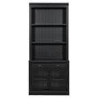 83.4'Tall Bookshelf with 3 pieces LED Lighting, Modern Bookcase with 2 Glass Doors and 1 Drawer,Storage Bookcase with Open Sh