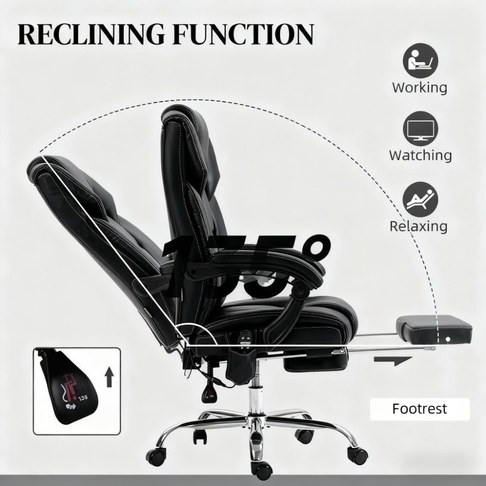 Office Chair with Massage & Reclining Footrest – Unmatched Comfort for All-Day Work & Leisure - Grand Goldman