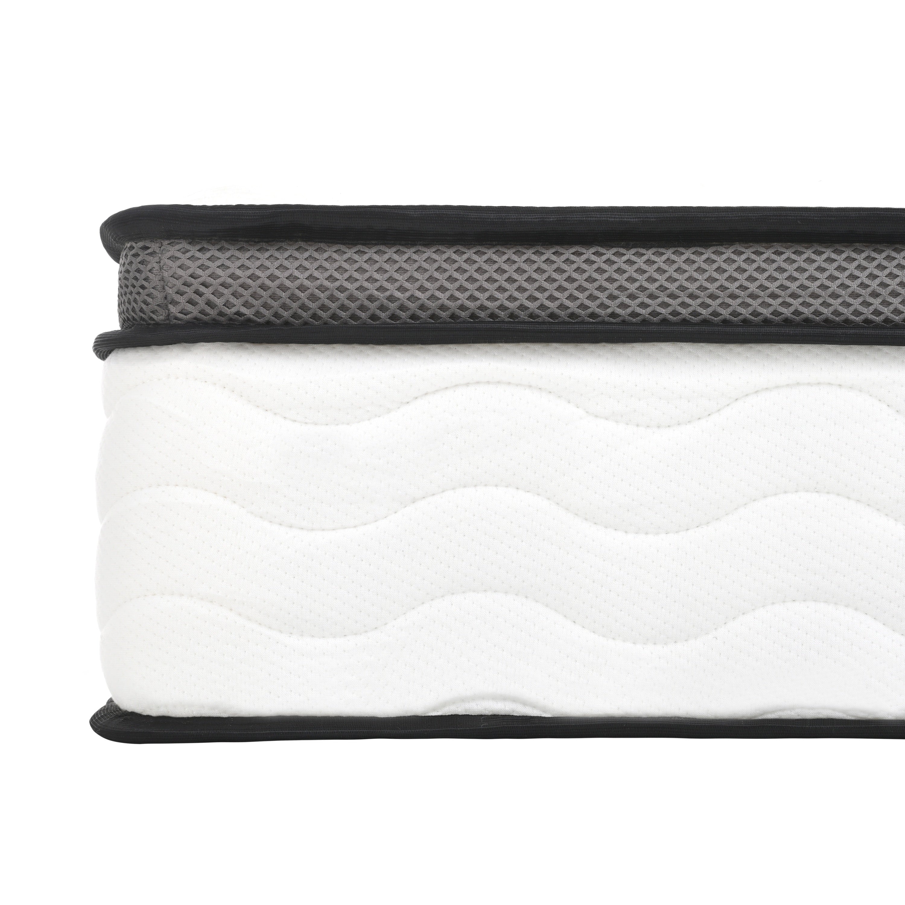 Premium Hybrid Full Mattress with Pocket Coils and Memory Foam for Medium Firm Support, Creamy White Fabric, 12 Inch - Grand Goldman Shop