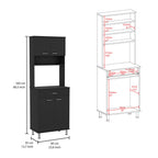 Della 60 Kitchen Pantry with Countertop, Closed & Open Storage -Black | Premium Home Decor - Grand Goldman