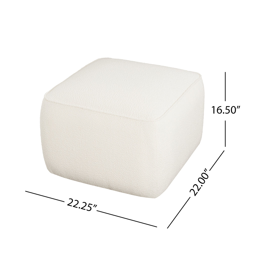 Upholstered Square Ottoman,White,Boucle - Grand Goldman Shop