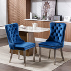 Nikki Collection Modern, High-end Tufted Solid Wood Contemporary Velvet Upholstered Dining Chair with Chrome Stainless Steel Plating Legs,Nailhead Trim,Set of 2,Blue and Chrome, SW1701BL - Grand Goldman Shop