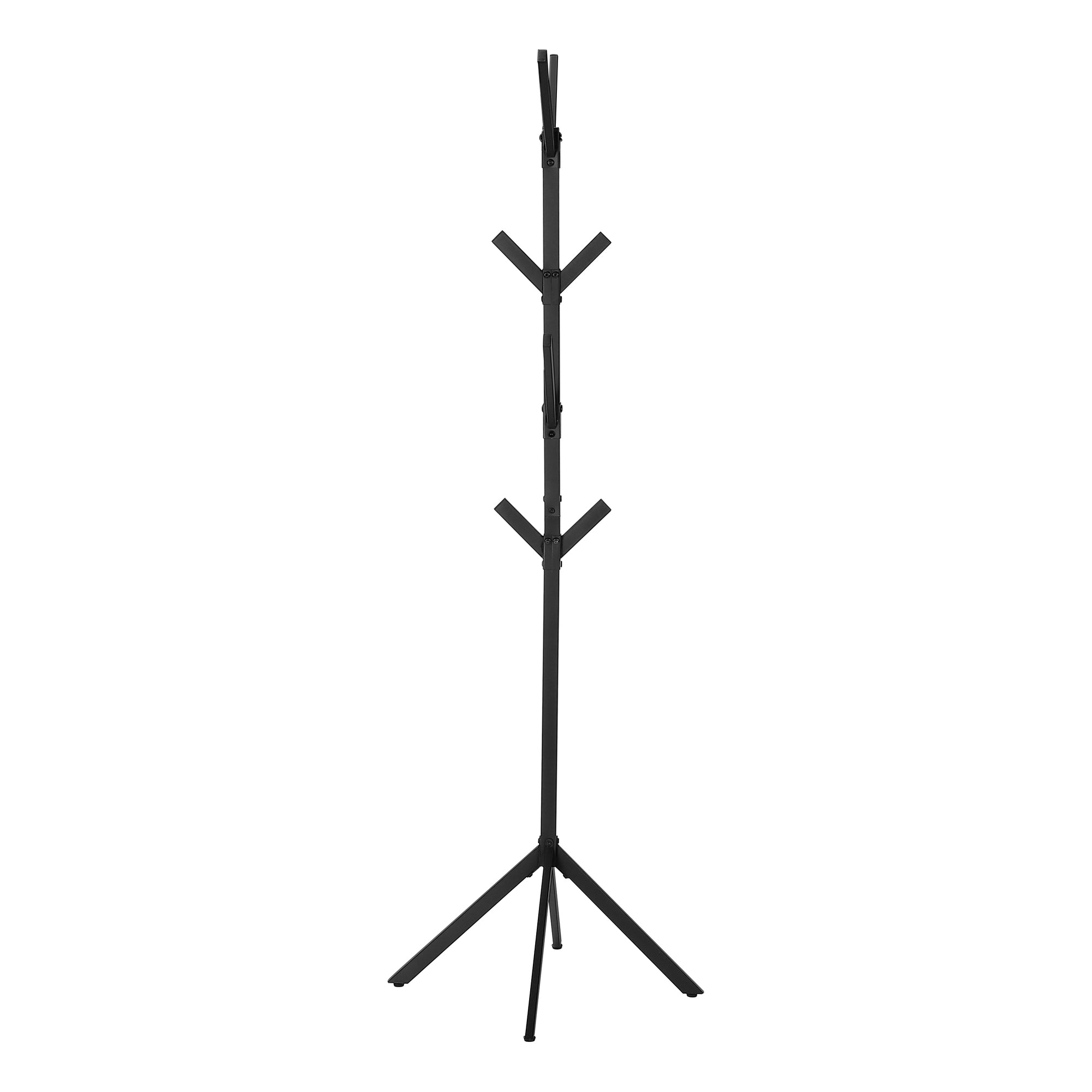 Contemporary Black Metal Coat Rack with 8 Hooks, Free Standing Entryway Storage, 70'H, Modern Hall Tree for Bedroom or Office - Grand Goldman Shop