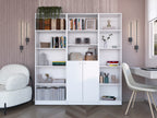 Poston 3 Piece Home Bookcase set, 67' Wide with 13 Shelves and 2-door Cabinet ,  Living Room Set  White - Grand Goldman