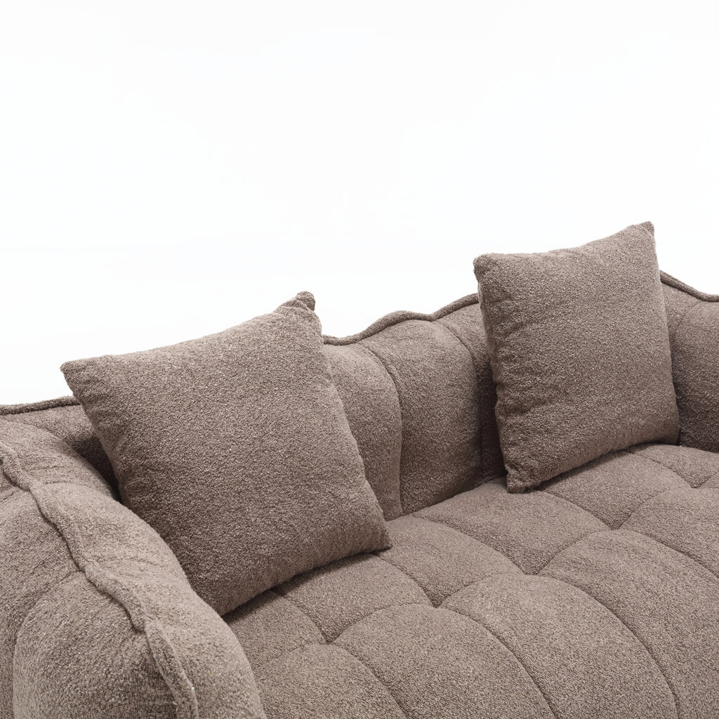 Cozy Beanbag Chair with High Resilience Foam Core for Two  -Brown Chenille, 66x35x25 inches - Grand Goldman Shop
