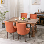 A&A Furniture,Ultra Side Dining Chair，Thickened fabric chairs with neutrally toned solid wood legs， Bronze nail head，Set of 2，Orange - Grand Goldman Shop