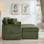 Comfortable Fluffy Corduroy Lazy Sofa, Storage Space for Big Loveseat, Super Soft Chaise Lounge with Double Ottomans and Table Board,Suitable for Chailiving - Grand Goldman Shop