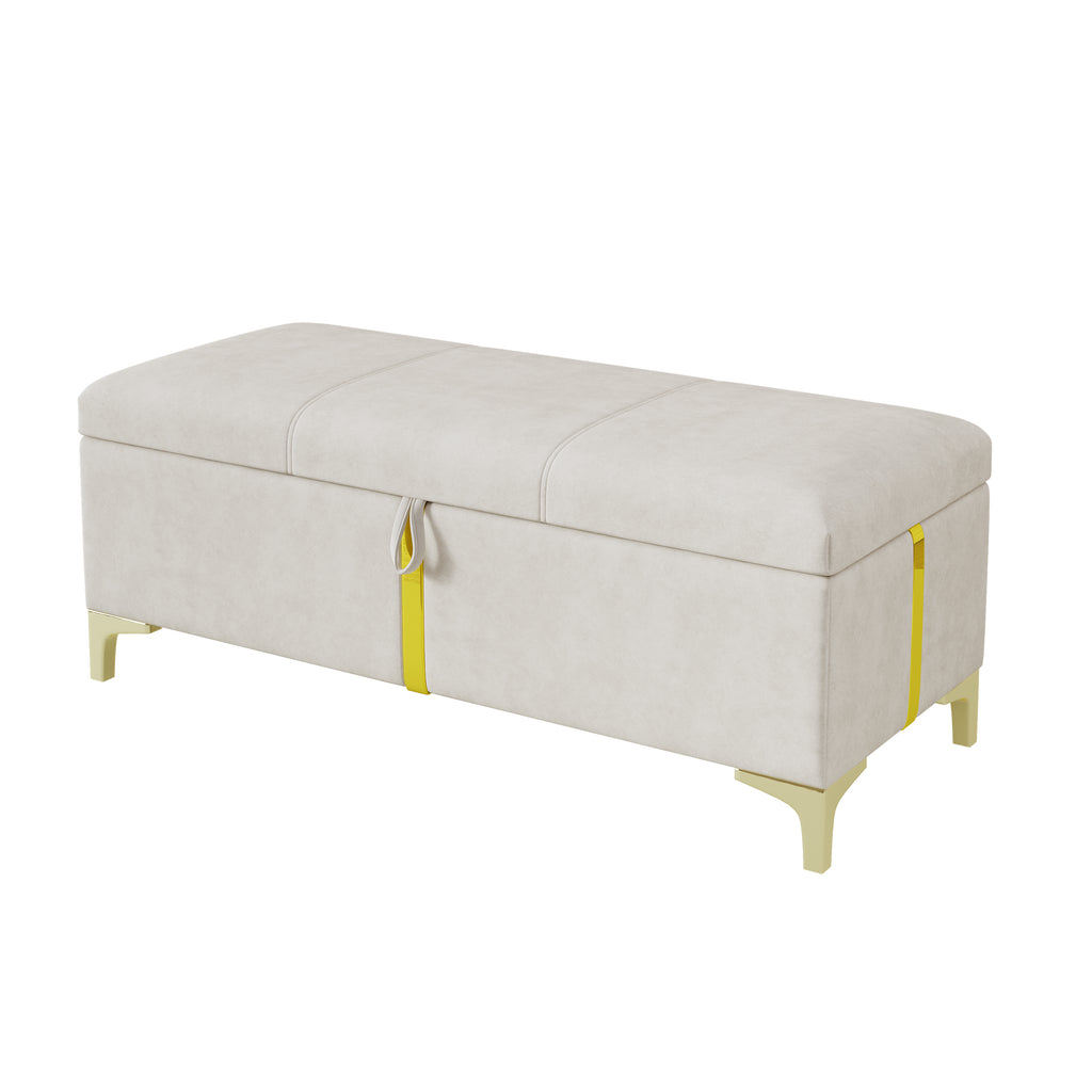 2-Pieces Bedroom Sets,Queen Size Upholstered Platform Bed with Hydraulic Storage System,Storage Ottoman with Metal Legs,Beige(Old SKU:N733S207778A) - Grand Goldman Shop