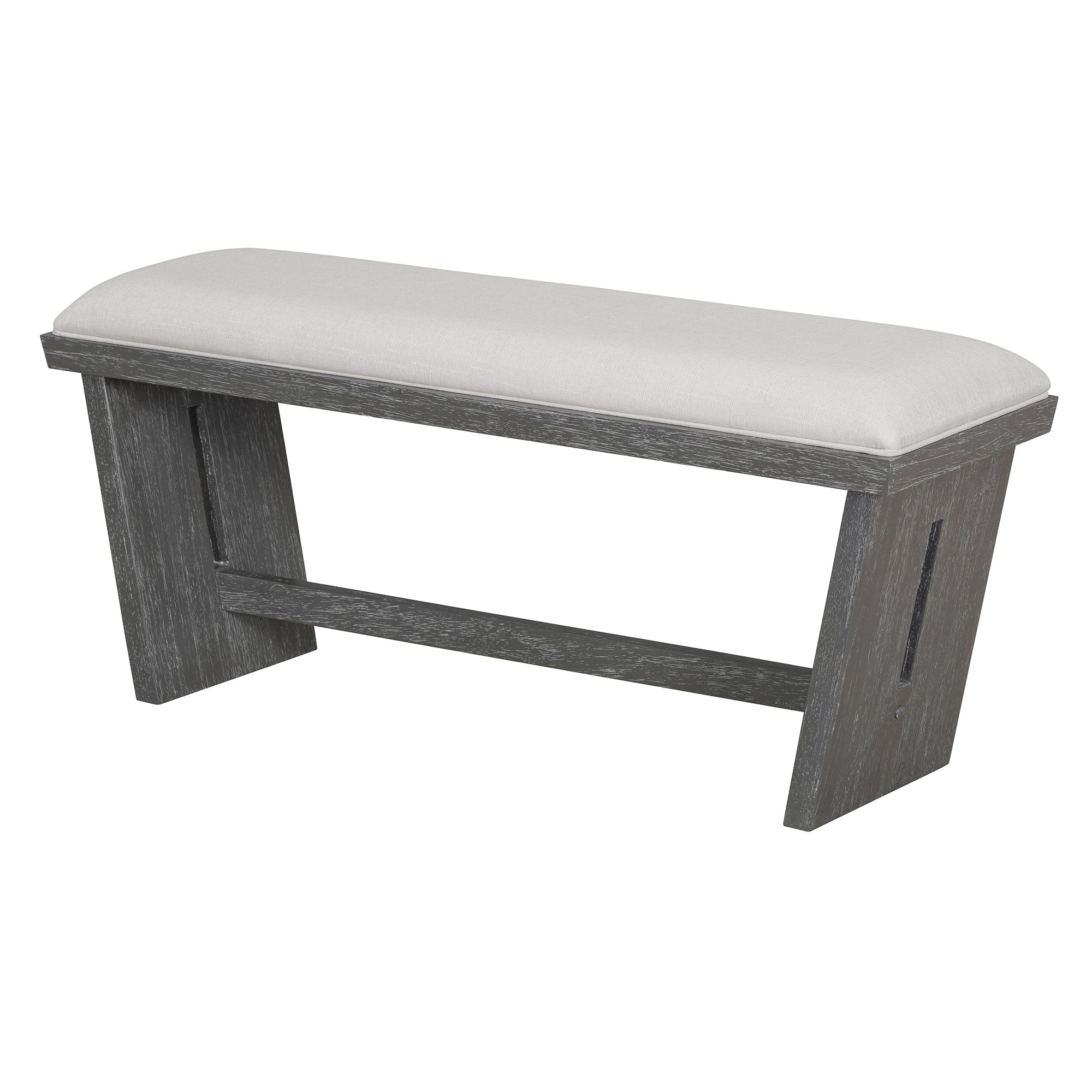 TREXM 6-Piece Retro Dining Table Set for 6, 60' Wood Kitchen Table and Chairs Set of 4 with Bench Designed Trestle Base for kitchen & Dining Room (Gray) - Grand Goldman Shop