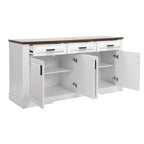 Modern Fluted Sideboard Buffet Cabinet with 4 Doors 3 Drawers, White MDF Storage Console Table for Living Room Dining Room Entryway, 63.11' L x 15.75' W x 32' H - Grand Goldman Shop