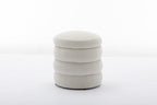 006-Soft Velvet  Round Ottoman Footrest Stool,Ivory - Grand Goldman Shop