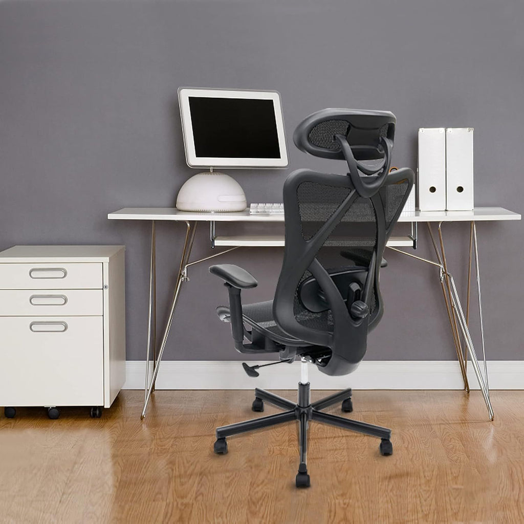 Mesh Office Chair,Ergonomic Office Chairs with Wheels,Adjustable Lumbar Support,Armrest,Headrest-Tilt High Back Desk Chair wi