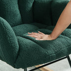Glider Chair for Living Room Tufted Upholstered Teddy Fabric Rocking Chair with Metal Frame Accent Chair Green - Grand Goldman Shop