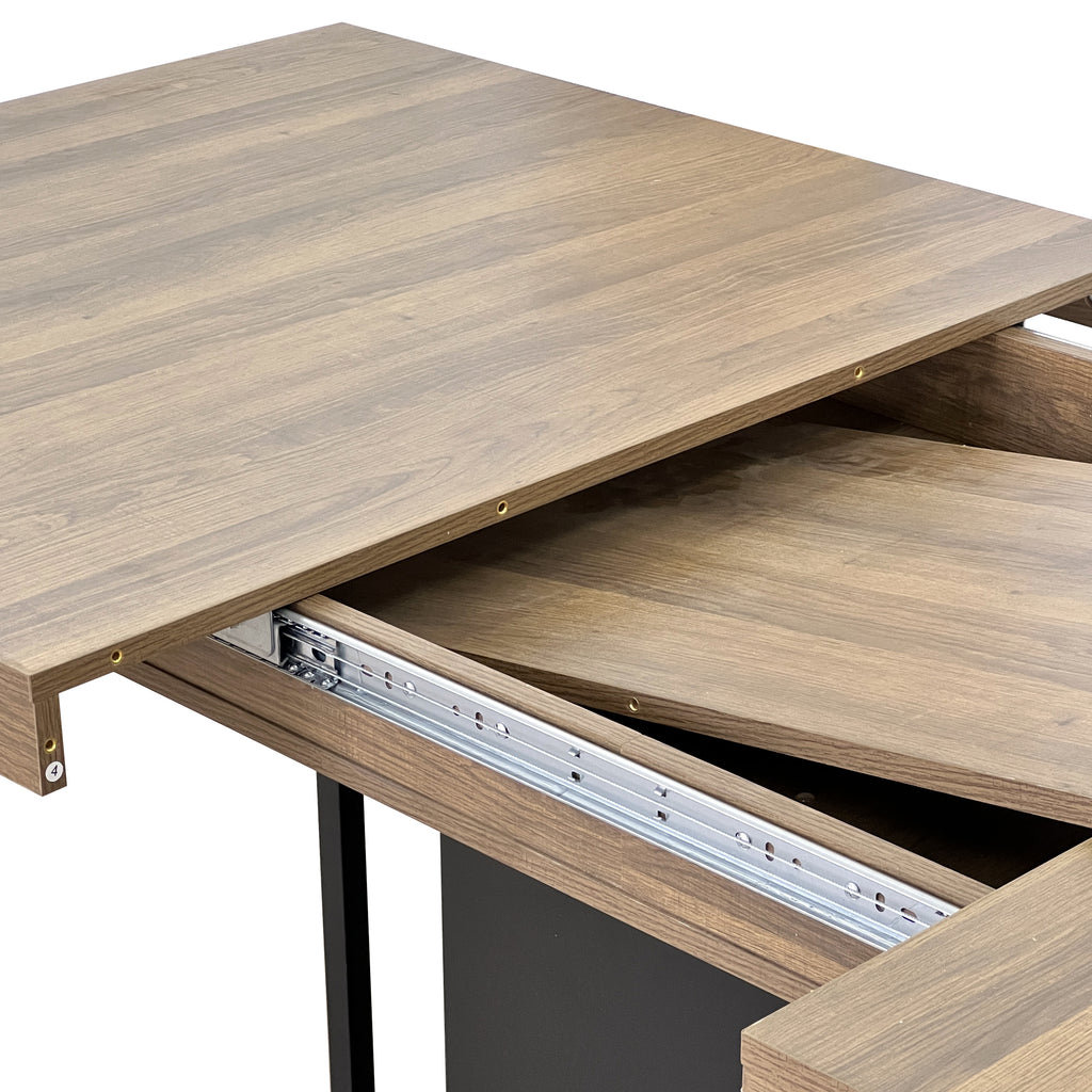Rectangle extendable dining table for 6-10 people aged effect wood and black 160-200 cm - Grand Goldman Shop