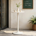 White Round Bar  Table, modern dining table, dining table, MDF tabletop and iron-painted matte base, round dining table, medieval living room coffee table (24 inches), family kitchen, small space - Grand Goldman Shop