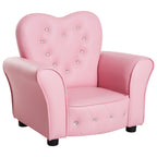 Qaba Kids Sofa Toddler Tufted Upholstered Sofa Chair Princess Couch Furniture with Diamond Decoration for Preschool Child, Pi